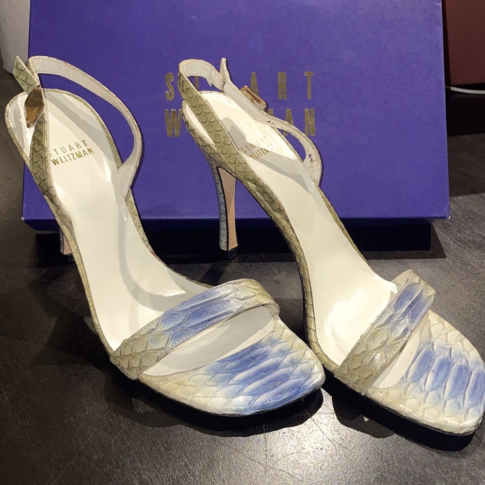 Stuart Weitzman Juliart Sea Luau Python Sandals — 9.5 — Never worn!